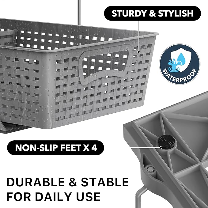 Simple Houseware 2 Tier Pull-Out Sliding Drawer Under Sink Storage, Gray | Great for Kitchen Bathroom Tray Shelf Organizer - Image 5