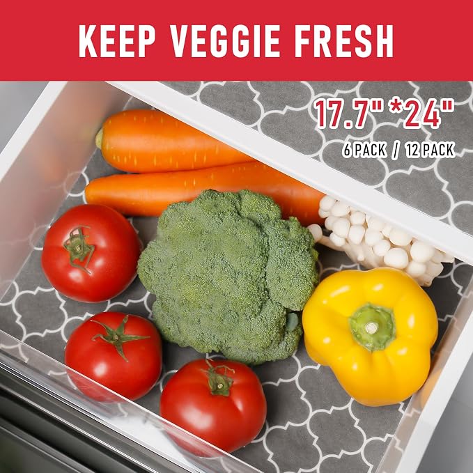Cooyes 2 in 1 Refrigerator Liners & Fresh mats for Fridge Drawer and Glass Shelves, Absorbent Crisper Mats Washable, BPAfree Cloth Fridge Bin Liners-Keep Produce Fresh Longer - Image 4