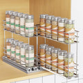 Mystozer Pull Out Spice Rack Organizer for Cabinet, Slide Out Spice Racks, Easy to Install Spice Cabinet Organizers, 5.28" Wx10.43 Dx8.26 H, 2 Drawers 2 Tiers(Silver) by Mystozer