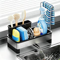 Stainless Steel Sink Caddy Sponge Holder for Kitchen Sink 9.8″ | with Auto-Drain, with Removable Brush Holder & Towel Rack, Rustproof Sink Organizer for Countertop, Kitchen Accessories by ChigtskyHomeOrganizerandFunnyToy