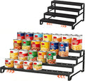 Expandable Can Organizer for Pantry, 4 Tier Metal Canned Food Storage | 13"-21" Adjustable Length, Tiered Reversible Shelf Design, Large-Capacity Storage for Kitchen Cabinets & Countertops by Attelite