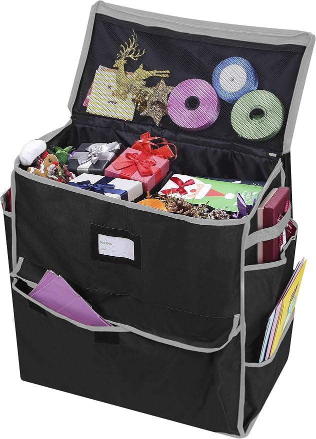 Unique Holiday Storage Organizer for Gift Bag and Wrapping Accessories (Black) by ProPik