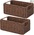 Wicker Storage Basket, Set of 2 Hand-Woven Paper Rope Wicker Basket, Small Storage Baskets for Organizing Toilet Paper Basket, Foldable Large Cube Storage Organizer Bins for Shelves (Brown) by Vagusicc