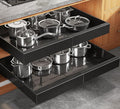 Seinloes 2 Pack Expandable (15.1"-26.3") Pull Out Cabinet Organizer 21" Deep With Raising Pad for Framed Cabinets,Upgrade 3 Slide Rails Slide Out Drawers,No Drill Roll Out Shelves Adhesive,Black by Seinloes