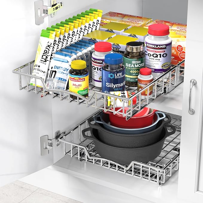 Simple Houseware Under Cabinet Pull Out Sliding Shelf Drawer, 21Dx14W (Pack of 7) - Image 5