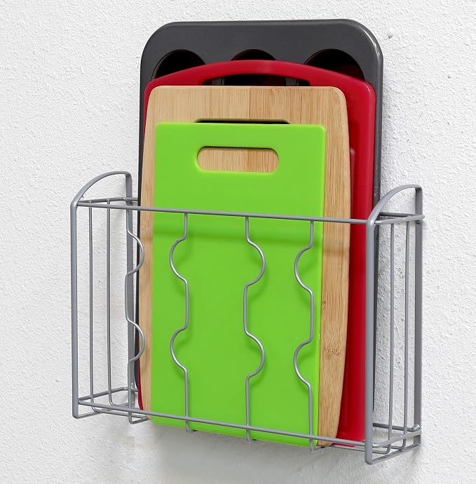 Simple Houseware Over Cabinet Door Organizer, Silver - Image 4