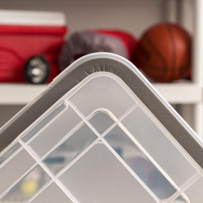 IRIS USA 6-Pack 6 Qt Storage Bins with Gasket Lids, Clear/Black | WeatherPro seal protects shoes, crafts, documents and supplies from dust and moisture - Image 8