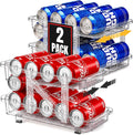 Expandable Soda Can Dispenser For Fridge - 2-Pack - Clear Transparent Soda Can Organizer For Refrigerator, Kitchen, and Pantry Storage Organizer for Cans, Beverage Bottle, Canned Food & Bottles by Oizeir