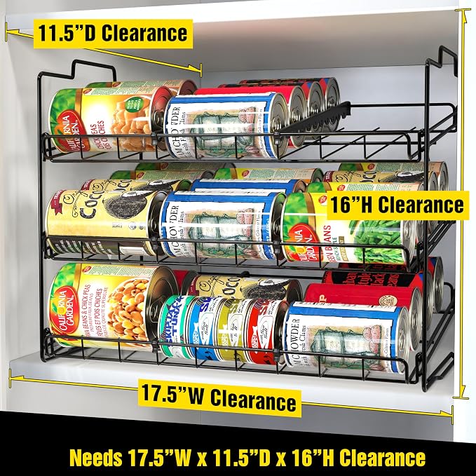 Deco Brothers Stackable Can Rack Organizer Holds Up to 36 Cans, Black | for Kitchen and Pantry - Image 4