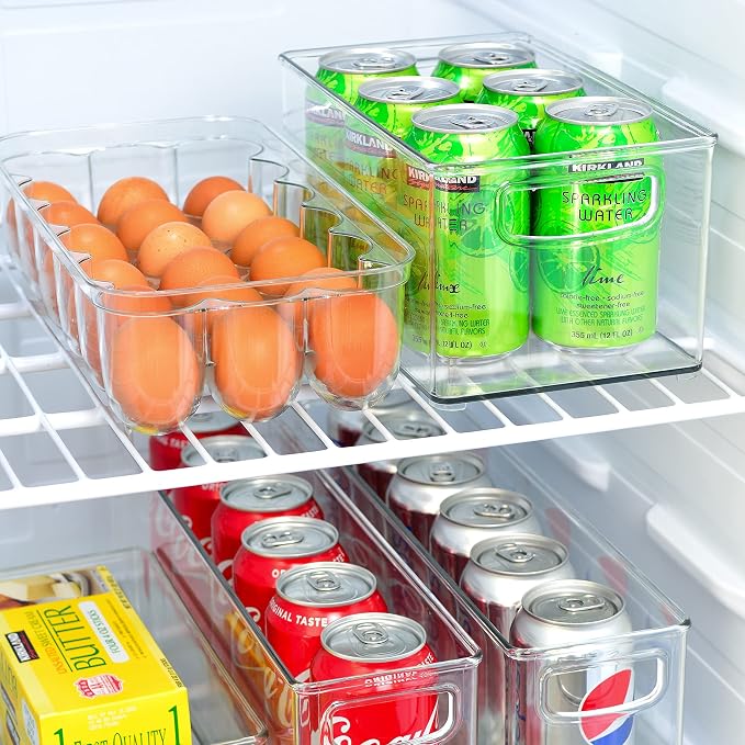 Youngever 2 Pack Stackable Plastic Storage Organizer Container Bin, Stackable Storage Bins with Handler for Refrigerator, Pantry (10" x 6" x 5") - Image 5