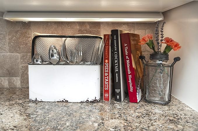 Creative Co-Op Distressed White Metal Caddy with 6 Compartments - Image 3