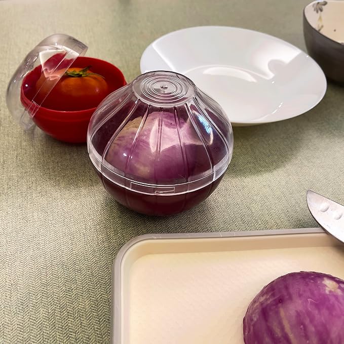 Fruit and Vegetable Shaped Savers Storage Containers for Fridge Vegetable | Magicaleast Onion Tomato Lemon Green Pepper and Garlic Containers - Image 5