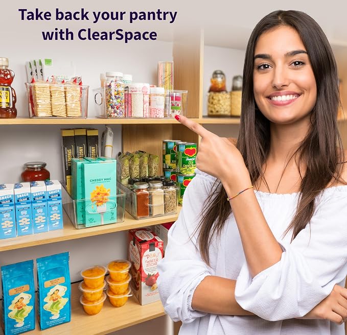 ClearSpace Pantry Organizers and Storage and Cabinet Organizer, 6 Pack | Organize snacks, groceries, and kitchen essentials with storage bins designed for pantry shelves, refrigerators, and cabinets - Image 5