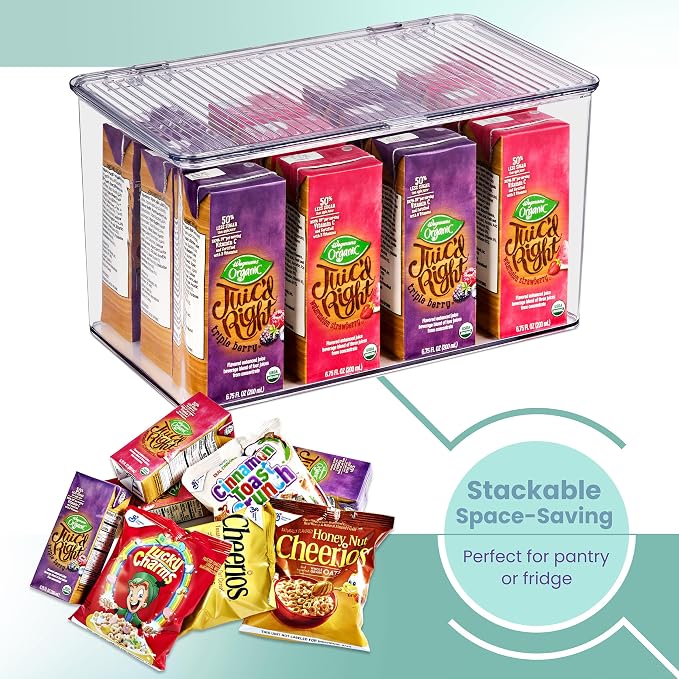 Sorbus Durable Plastic Storage Bins with Lids- Stackable Refrigerator Organizer Bins- MultiPurpose & Versatile- Lightweight Pantry Organizer- Perfect Cabinet Organizers and Storage for Kitchen- 2 Pack - Image 3