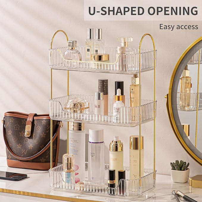 Akinbas 3 Tier Bathroom Organizer Countertop Makeup Perfume Tray Skincare Organizer for Bathroom Dresser Vanity (White) - Image 6