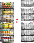 Jakyitvi 6 Pack Stackable Wire Baskets for Pantry,6 Pank Metal Pantry Organizer Storage Bins for Kitchen Snack, Fruit, Potato, Onion & Vegetable Storage, Wire Baskets for Pantry Organization by Jakyitvi