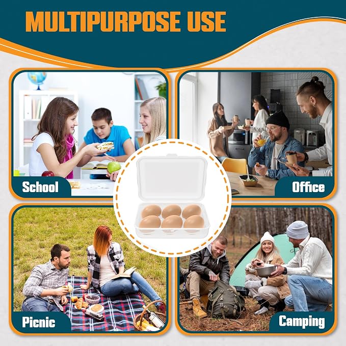 ZPU Egg Holder Camping, 2Pcs 6 Grid Egg Container, Plastic Egg Carrier for Camping Picnic Travel Outdoor Refrigerator Kitchen, Protective Egg Storage Case, Silver Grey - Image 7