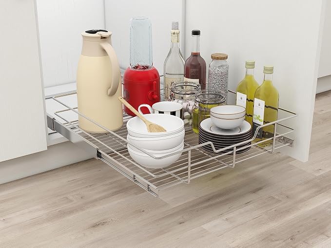 Pull Out Cabinet Organizer 20" W X 17" D, Slide Out Drawers For Kitchen Cabinets, Pull Out Drawers For Cabinets Capacity Heavy Duty Caddy, Cabinet Pull Out Shelves Chrome-Plated, Bathroom Pantry | For Kitchen Organizers and Storage, Pull Out Drawers Fo... - Image 9