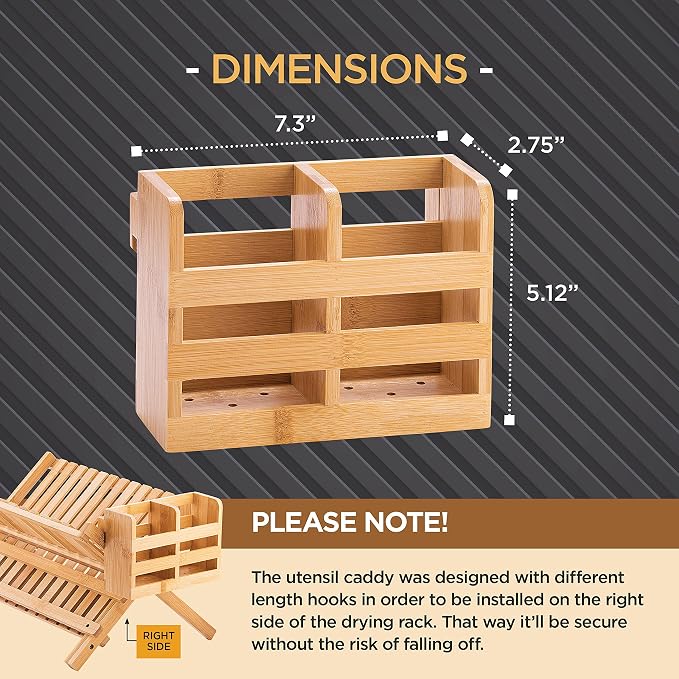 Bambüsi Bamboo Dish Drying Rack and Utensil Holder Set Bundle - Image 9