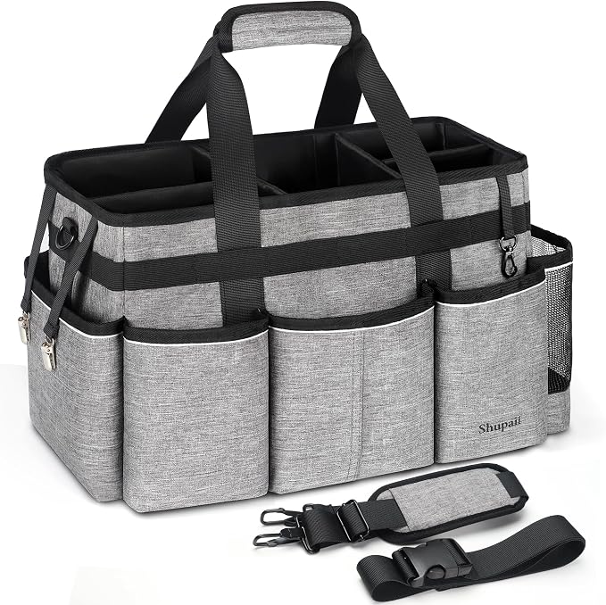 Wearable Cleaning Caddy Bag, Cleaning Caddy Supplies Organizer with Handles for Cleaners & Housekeeper, Under Sink & Car Cleaning Tool Organizers Bag with Adjustable Shoulder Strap&Waist Belt by TexCrafters
