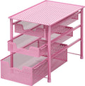 Simple Houseware Stackable 3 Tier Sliding Basket Organizer Drawer, Pink by SimpleHouseware