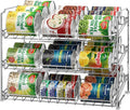 Simple Houseware 3-Tier Stackable Can Organizer Rack Hold 36 Cans, Chrome | Can Food Storage Dispenser for Pantry/Cabinet, Adjustable Dividers – 11.5" D x 17" W x 13.75" H by SimpleHouseware