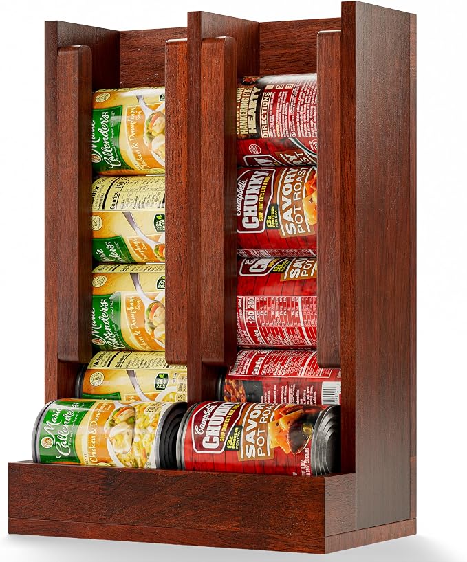 HOMESTEAD Wooden Can Organizer for Pantry, Solid Wood Canned Food Rack, Holds Standard 14.2 oz Cans, Space-Saving Kitchen Storage for Cabinets & Countertops (Brown) by Homestead