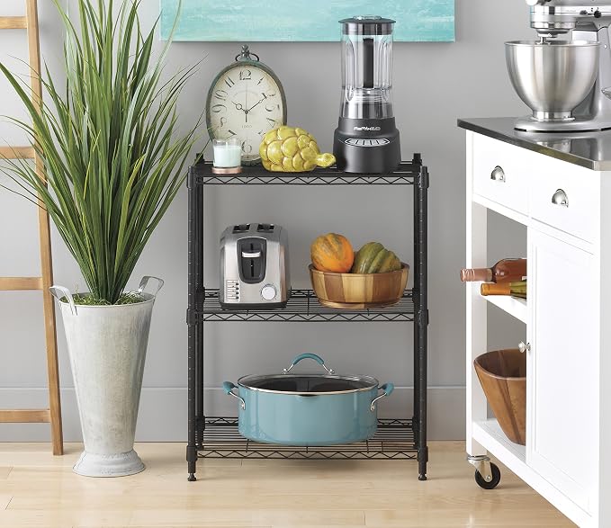 Whitmor 3-Wire Shelving Unit, Metal Storage Shelves, Easy Assembly Home Organizer for Pantry, Kitchen, Garage, Plant - Image 2