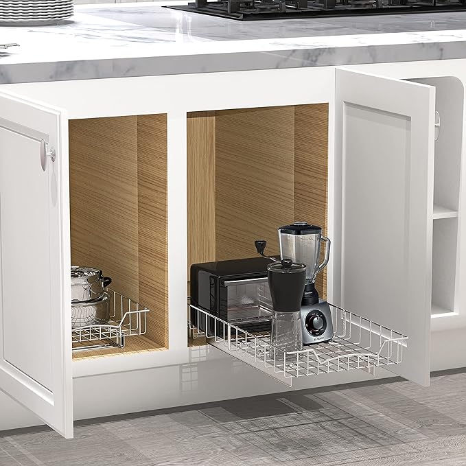 Simple Houseware Under Cabinet Pull Out Sliding Shelf, 21" Dx11 W, Chrome - Image 6