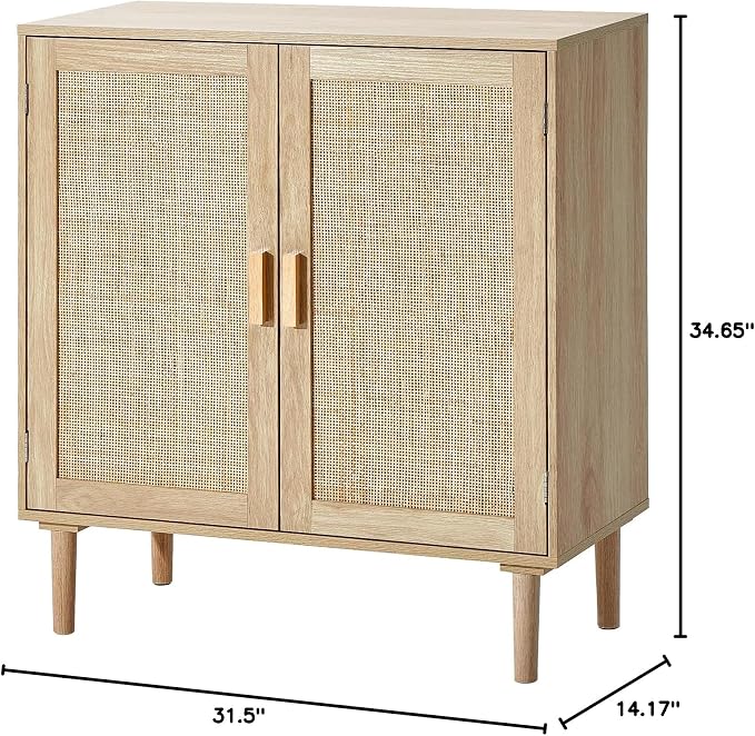 VEVOR Sideboard Cabinet, Buffet Cabinet with 2 Magnetic Doors and Adjustable Shelves, Sideboard Buffet for Hallway, Entryway, Living Room, or Kitchen, Natural - Image 3