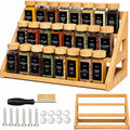 Bamboo Tier Spice Rack Organizer: 17.5 Inch Wide Kitchen Cabinet Countertop Spice Jar Organizer for Home Organization by YourSpaceYourWay-Rasydyn