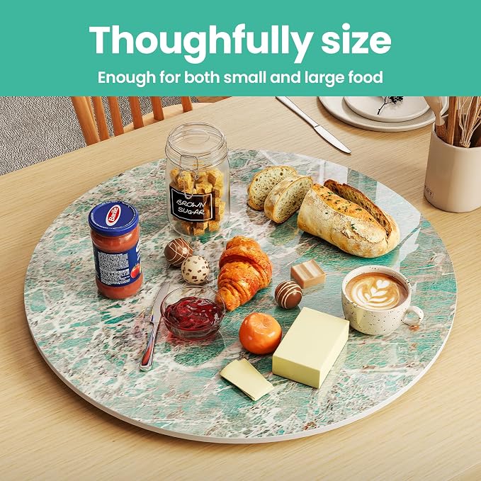 ZL ZELing 35.4" Lazy Susan Turntable – 360° Sinteredstone Silent Anti-Slip Turntable, Table Top Centerpiece for Kitchen, Pantry, Spice Rack, Refrigerator & Dining Table, Green - Image 3