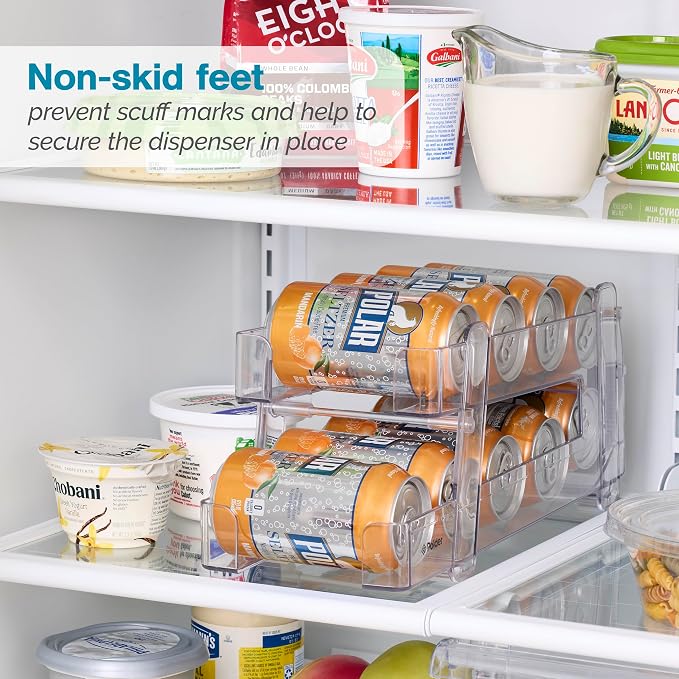 Polder Gravity Feed Can Dispenser, BPA-Free Plastic Beverage and Drink Dispenser, Holds Up to 10 Soda Cans, Ideal for Refrigerators and Countertops, Fridge Organizer, 14" x 5.3" x 6.1" - Image 9