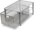Deco Brothers Stackable Pull Out Cabinet Sliding Basket with Divider, Large | Under Sink Organizer, Silver by DecoBrothers