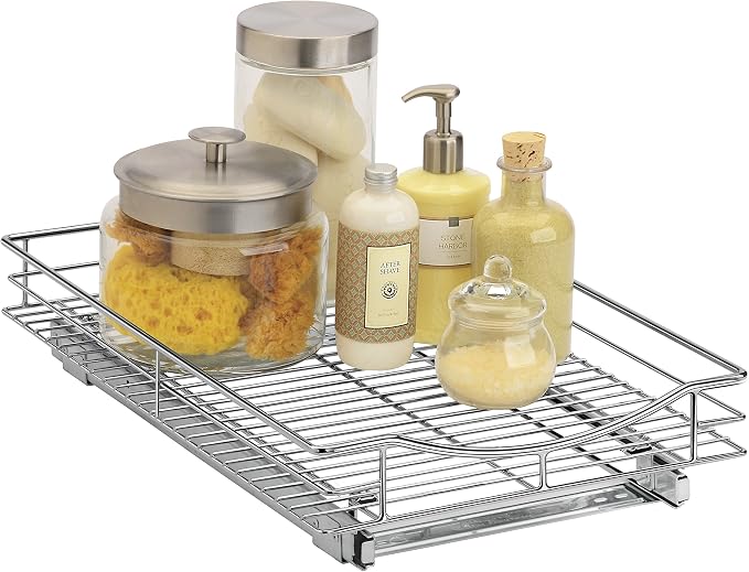 LYNK PROFESSIONAL® Pull Out Cabinet Organizer, Kitchen Slide Out Drawer | 14W x 18D chrome rollout shelf creates easy-access storage for cookware, pantry items and kitchen essentials inside cabinets - Image 8