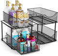 Sorbus 2 Sets of 2 Tier Metal Under Sink Organizer for Bathroom, Kitchen, Strong Steel Mesh Sliding Drawers for Under Sink, Under Cabinet, Closet, Kitchen, Pantry, Bathroom Organizers and Storage by Sorbus