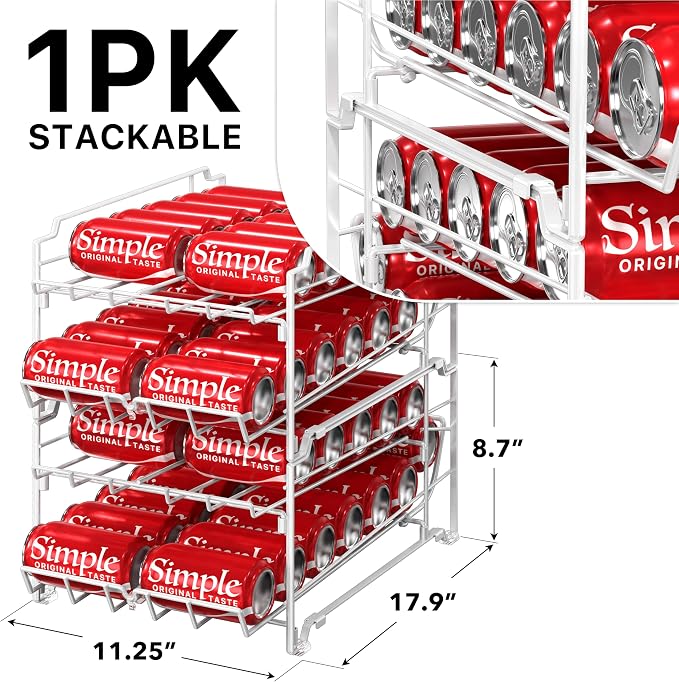 Simple Houseware Dual Row Front Loading Stackable Can Dispenser, White - Image 2