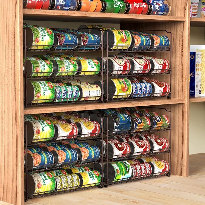 Simple Houseware 3-Tier Stackable Can Organizer Rack Hold 36 Cans, Bronze | Can Food Storage Dispenser for Pantry/Cabinet, Adjustable Dividers – 11.5" D x 17" W x 13.75" H - Image 2