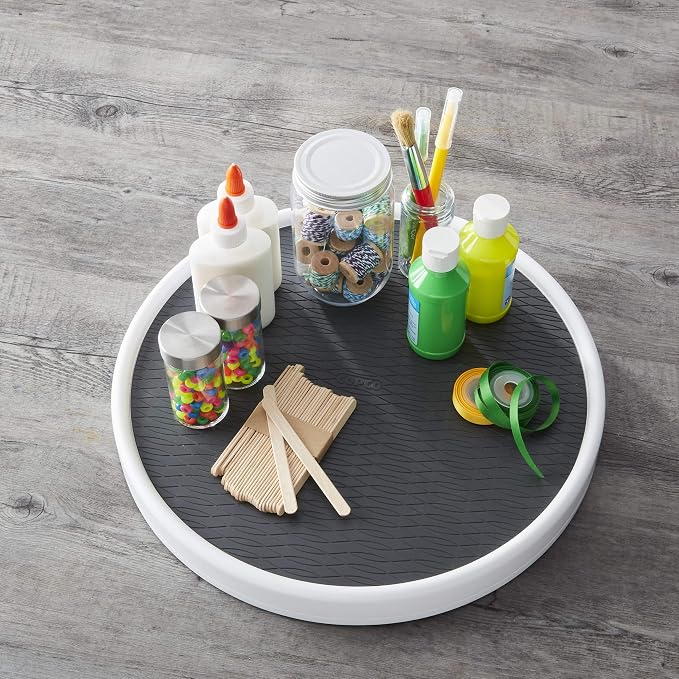 Copco 15 Inch Non-Skid Lazy Susan Turntable Organizer for Cabinet, Pantry, Refrigerator - Charcoal Gray, Smooth-Glide Ball Bearings, Raised Rim - Image 3