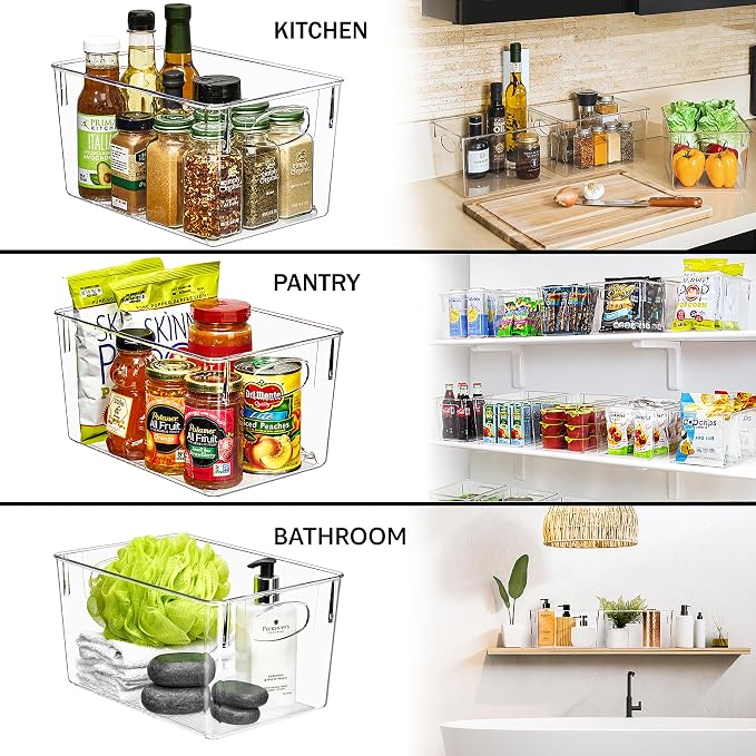 Sorbus 2 Pack Large Clear Plastic Storage Bins, Clear Organizer Bins with Handle for Kitchen, Pantry, Cabinet, Refrigerator, Craft, Toys, Clothes, Closet, Under Sink, Bathroom Organizers and Storage - Image 6
