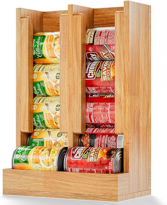 HOMESTEAD Wooden Can Organizer for Pantry, Solid Wood Canned Food Rack, Holds Standard 14.2 oz Cans, Space-Saving Kitchen Storage for Cabinets & Countertops, Natural by Homestead
