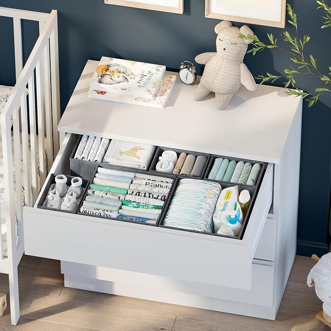 Drawer Organizer Set of 12 Dark Grey - Nursery, Bedroom, Closet Organizer & Storage - Image 4