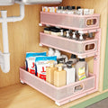 Kitstorack Under Sink Organizer, 1-Pack 3-Tier Height Adjustable Thickened Metal Pull out Cabinet Organizer Shelf, Slide out Storage Drawer Rack for Bathroom Kitchen Pantry Home Organization, Pink by Kitstorack