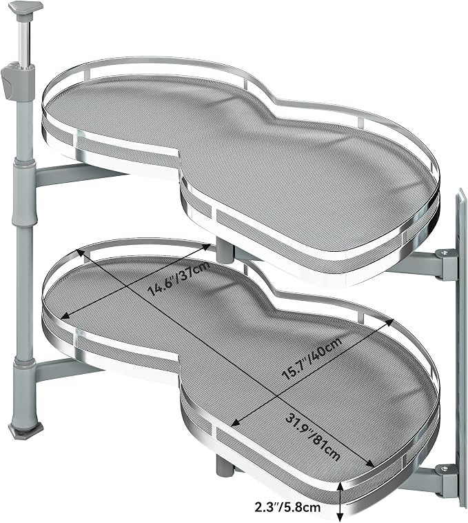 YITAHOME Blind Corner Cabinet Pull Out Organizer | Right Swing Soft-Close Swing-Out Cabinet Organizer with Adjustable Height, 2-Tier 32" Corner Cabinet Lazy Susan for Corner - Image 7
