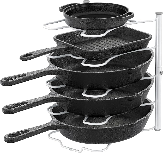 Deco Brothers Pan Organizer Rack for Kitchen Cabinet and Counter, White by DecoBrothers