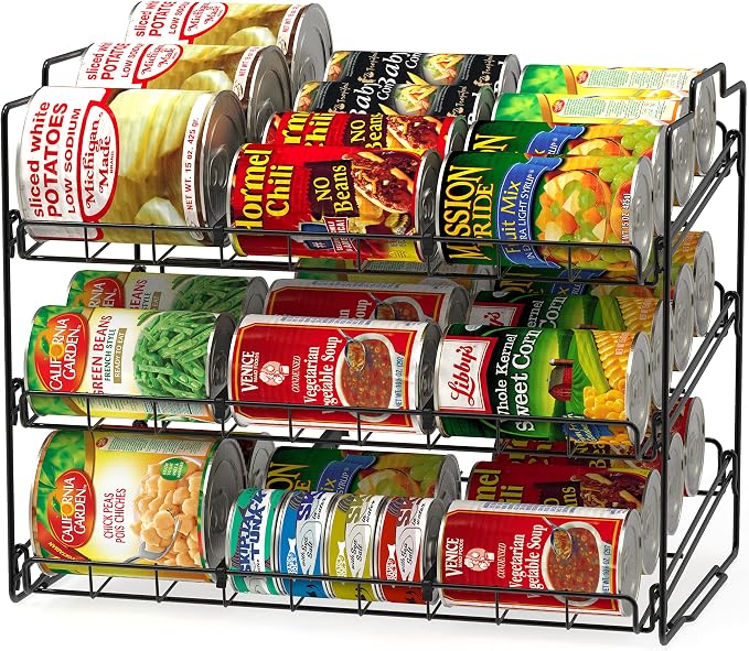 Deco Brothers Stackable Can Rack Organizer Holds Up to 36 Cans, Black | for Kitchen and Pantry by DecoBrothers