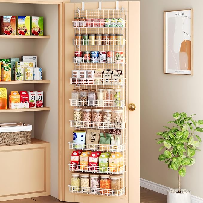 JKsmart 9-Tier Spice Rack Organizer with Door Hook, Wall Mount, and Extra Large Capacity for Pantry – Stylish White Design for Effortless Organization, Ultimate Kitchen Storage Solution - Image 6
