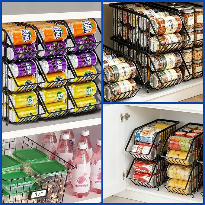 Soda Can Organizer of 4 Pack,Stackable Can Organizer For Pantry, Soda Storage, Soup Soda Can Dispenser, Can Storage Rack for Pet Food Cans - Image 4
