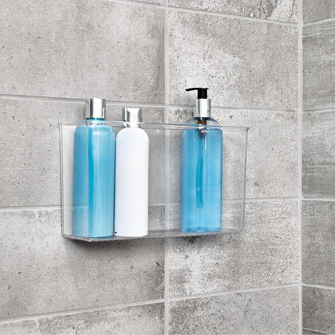 iDesign Adhesive Organizer Bin, Set of 2, Clear | Damage-Free Hanging, For Kitchen, Bathroom, or Office - Image 7