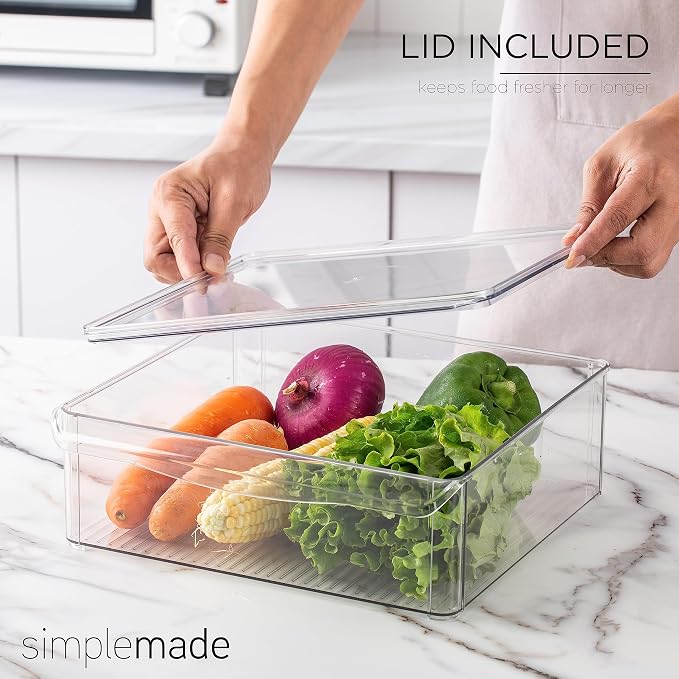 SIMPLEMADE Clear Refrigerator Organizer Bins - Clear Bins for Fridge, Containers for Fridge and Freezer, Multipurpose Storage for Kitchen, Office, Bathroom, Pack of 3 (Design 2) - Image 6